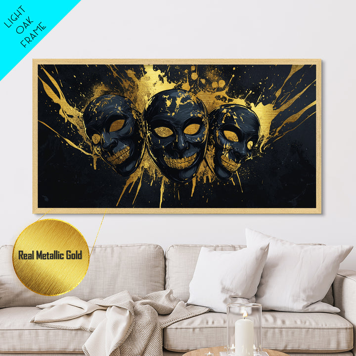 Sacred Goddess Metallic Gold Metal Print, Ornate Splatter Art On Metal, Real Wood Frame Wall Décor, Mystical Divine Artwork