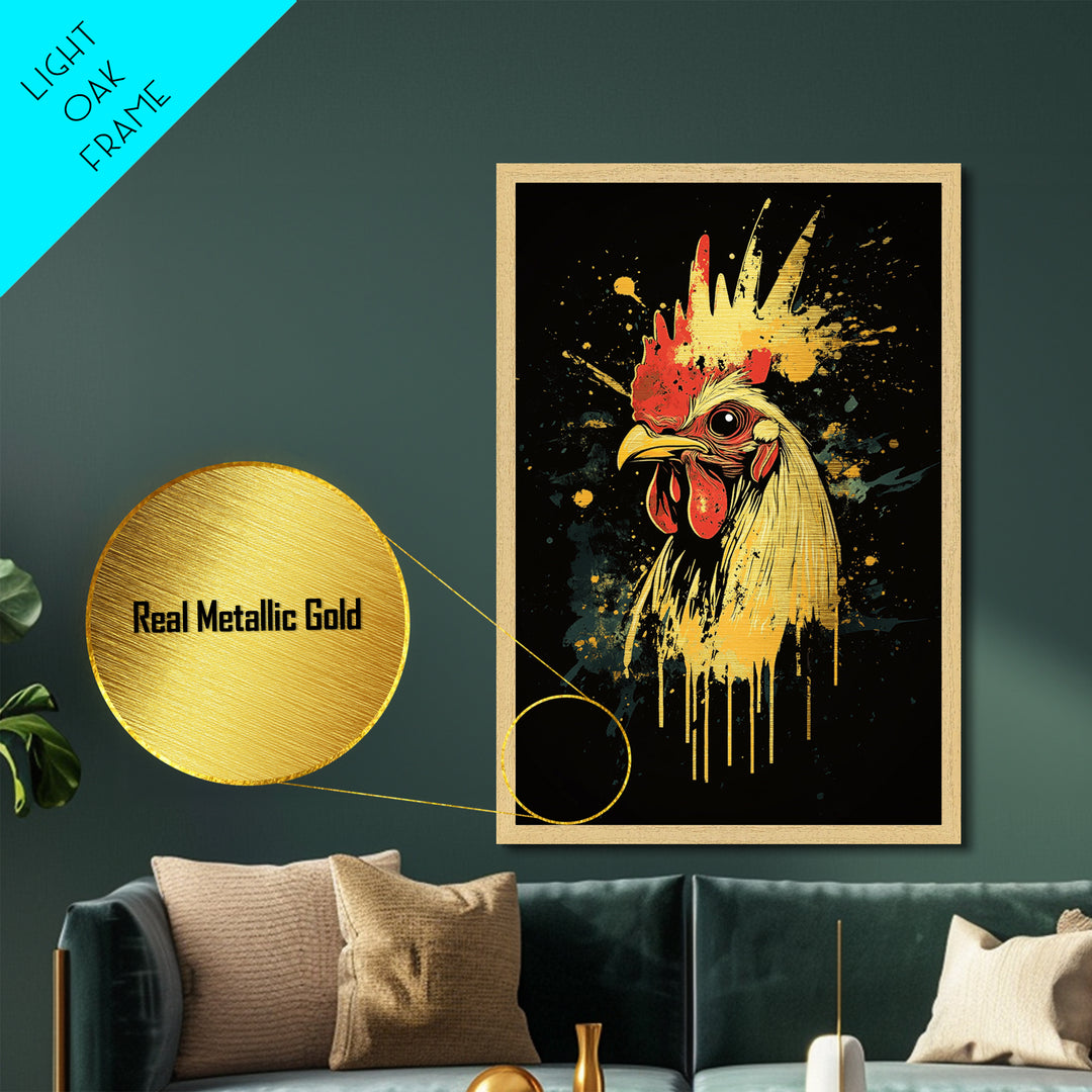 Baining Tribal Mask Metallic Gold Art, Splatter Style Face Artwork, Ethnic Tribal Wall Hanging Decor, Real Wood Frame