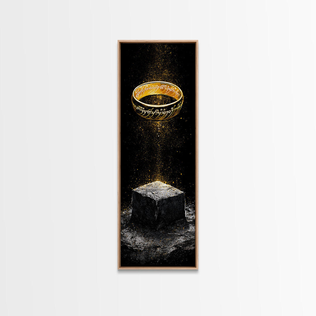 Odin’s Ring Norse Symbol Canvas Gold Art Canvas Art, Nordic Mythology Wall Decor for Man Cave, with authentic wood frame