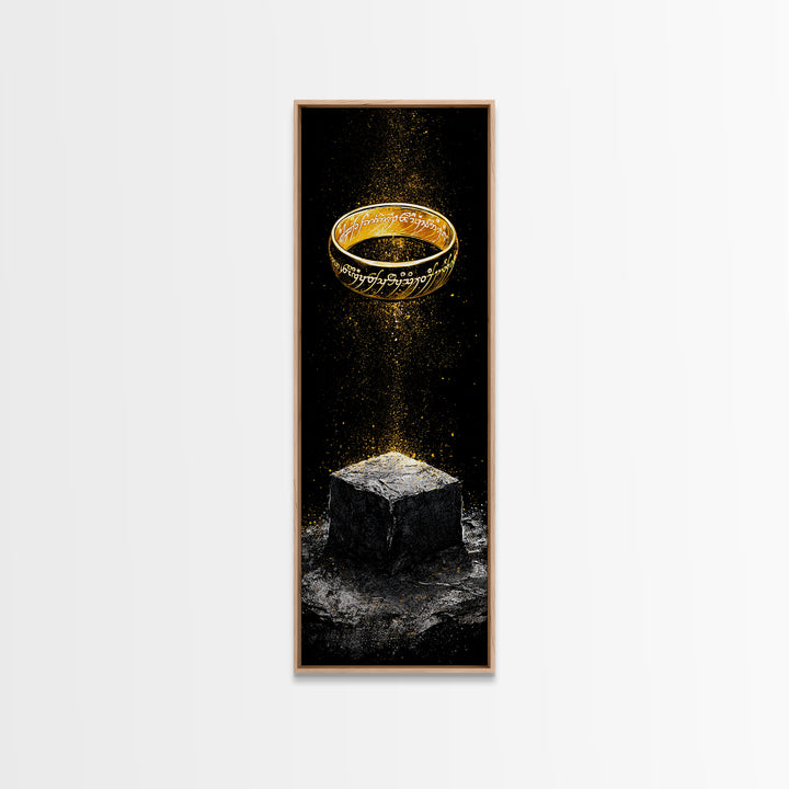 Odin’s Ring Norse Symbol Canvas Gold Art Canvas Art, Nordic Mythology Wall Decor for Man Cave, with authentic wood frame