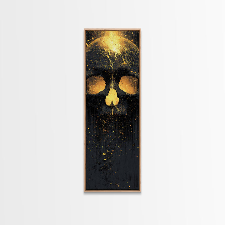 Skull of Ragnarok Canvas Gold Art Canvas Art | Norse Mythology Wall Decor for Man Cave or Office | Viking Style Frame in Real Wood