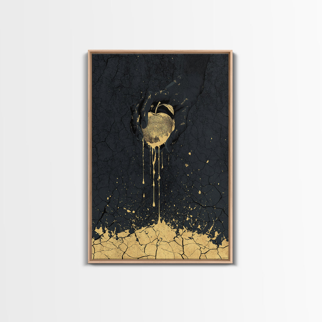Golden Apple of Idunn Canvas Gold Art Canvas Art | Norse Myth Wall Decor Viking Symbol | Gift for Men | Framed in Real Wood