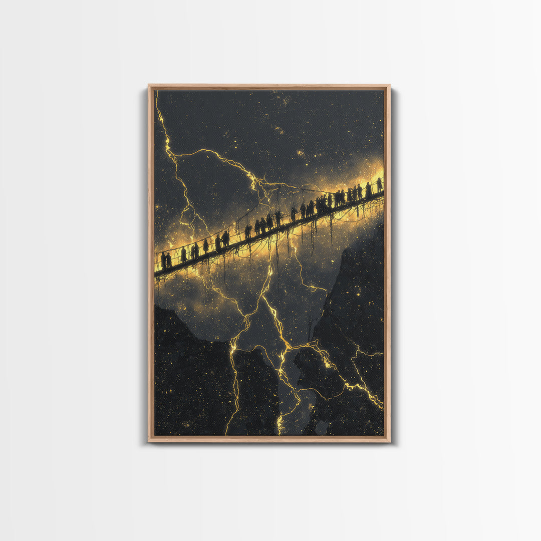 Helheim Norse Underworld Gate Canvas Gold Art Canvas Art Viking Mythology Wall Decor Dark Office Man Cave framed in real wood
