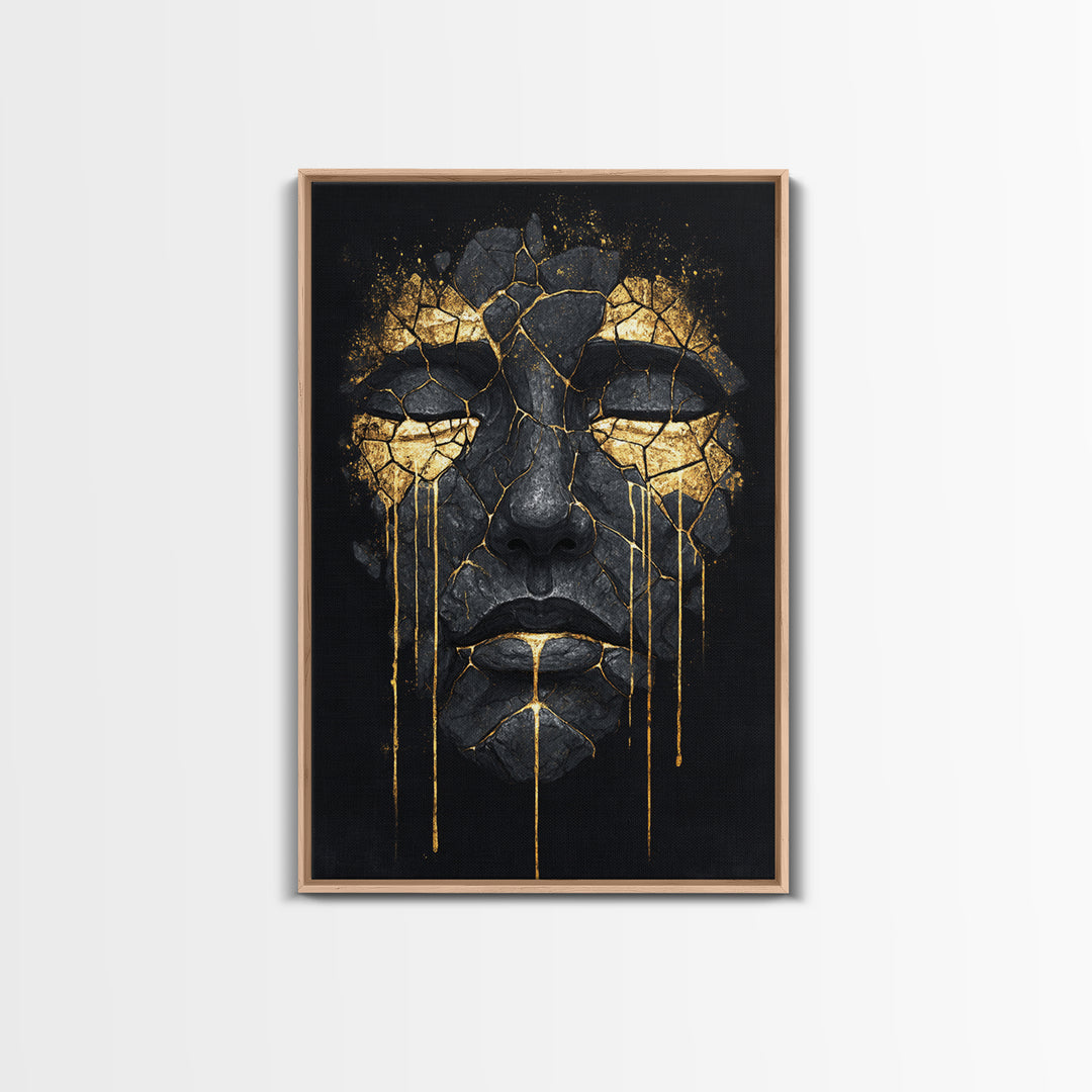 Canvas Gold Art Canvas Art of Yggdrasil | Norse World Tree Artwork in a Real Wood Frame | Viking Decor for Study, Man Cave, or Office