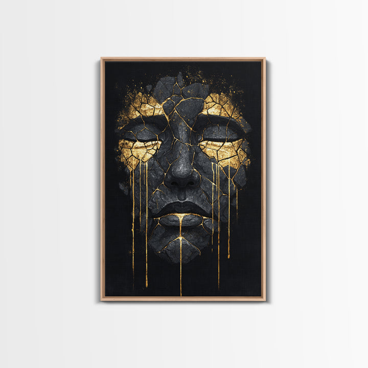 Canvas Gold Art Canvas Art of Yggdrasil | Norse World Tree Artwork in a Real Wood Frame | Viking Decor for Study, Man Cave, or Office