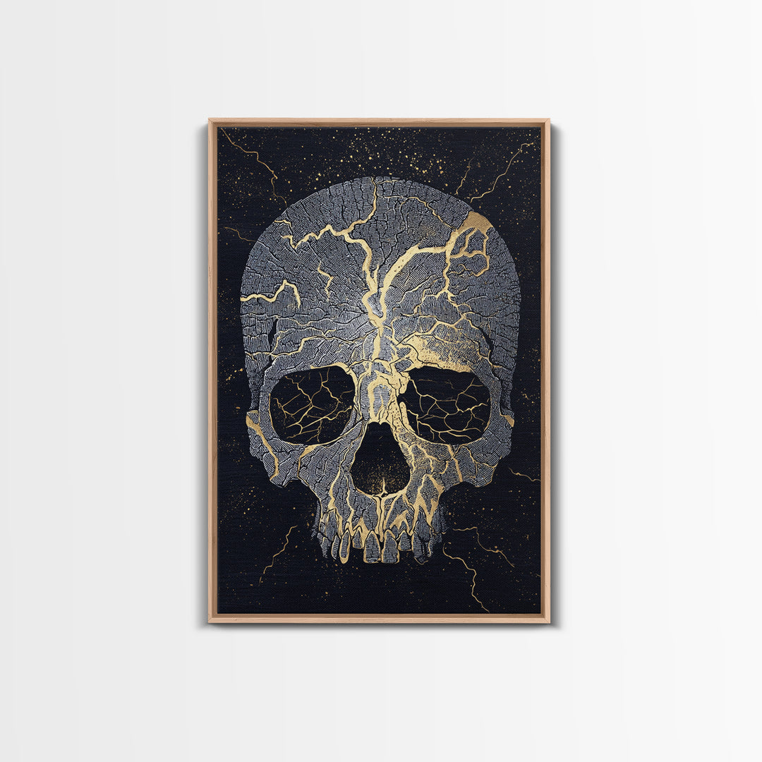 Canvas Art Canvas Gold Art of Norse Giant Ymir | Nordic Mythology Wall Art Framed in Real Wood | Viking Decor for Office or Study
