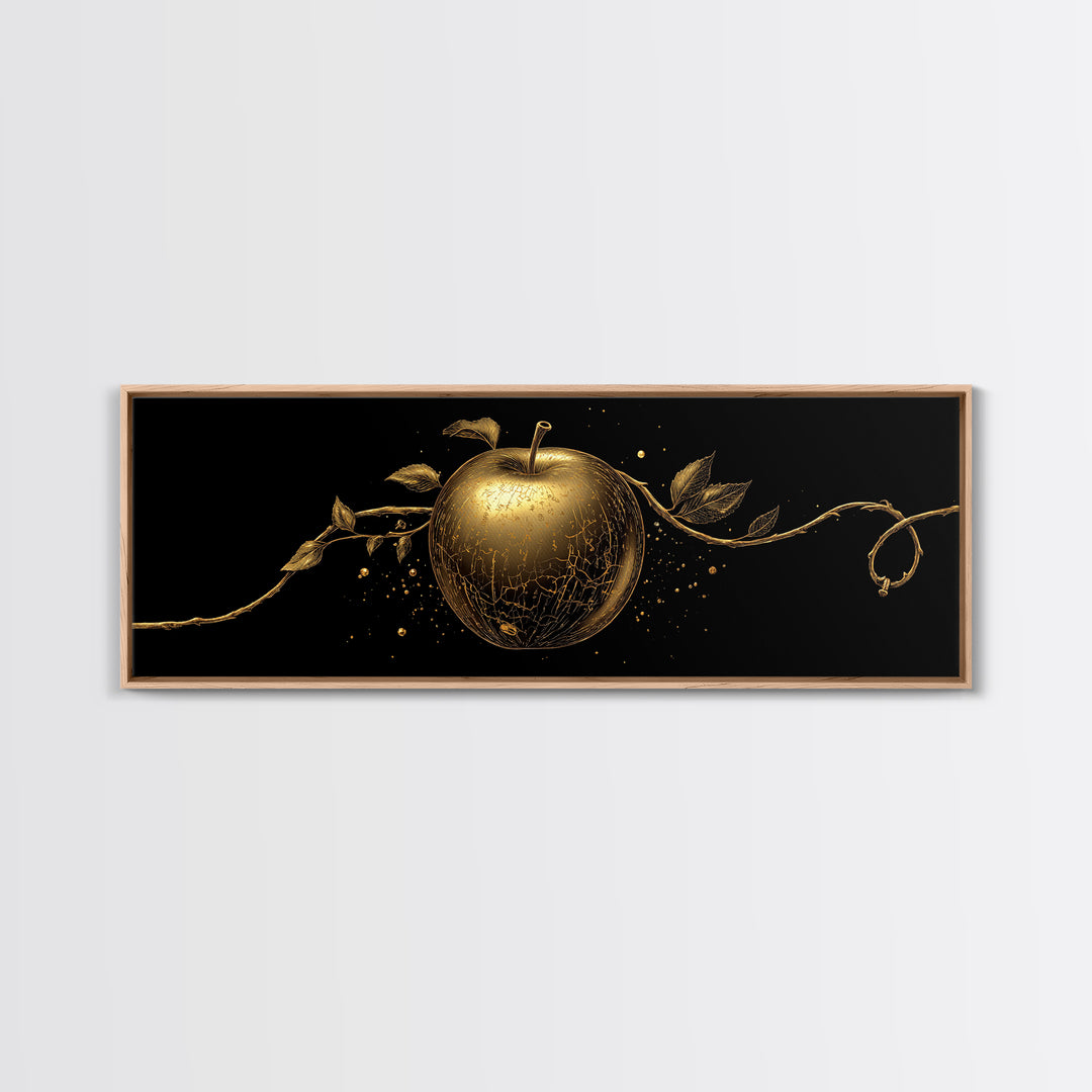 Golden Apple of Idunn Canvas Gold Art Norse Mythology Canvas Art Viking Decor framed in real wood, Unique Nordic Office Art