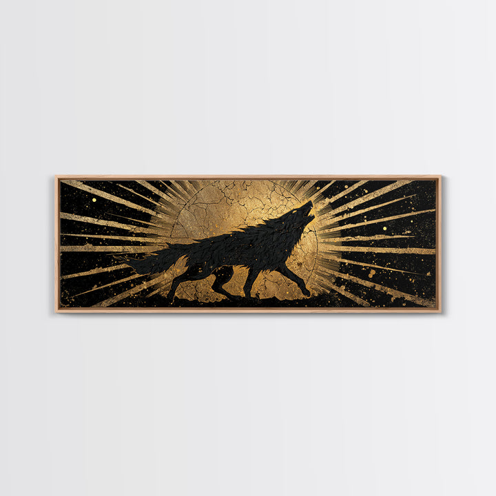 Canvas Gold Art Ragnarok Canvas Art | Norse Mythology Wall Decor framed in rustic wood | Viking Epic Gift for Him or Dad