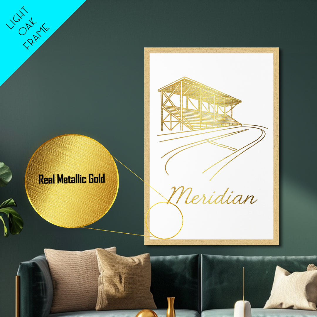 Meridian Idaho Art, Metallic Gold Print, Wood Framed Art, Metal Art, Wanderlust Gift, Living Room Art, Bedroom Wall Art