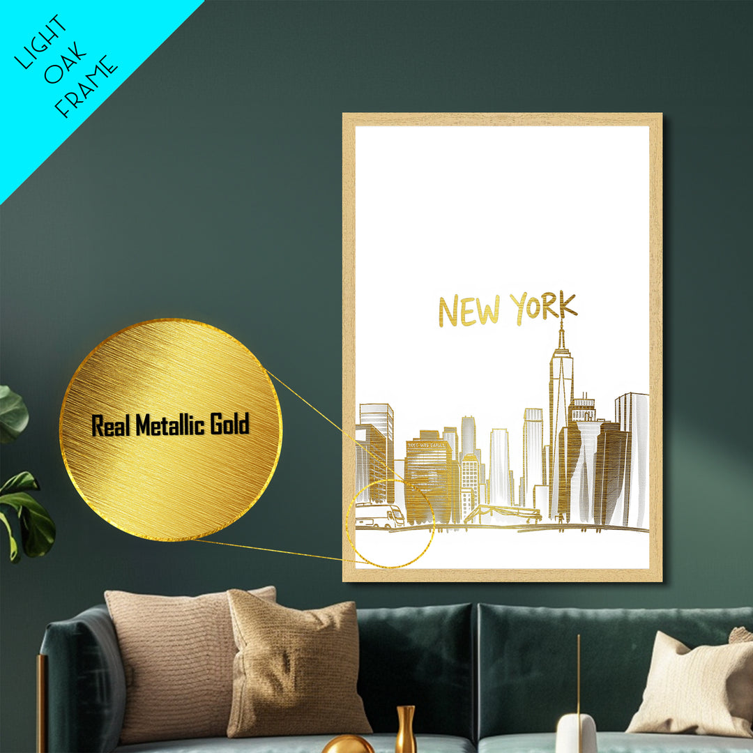 Metallic Gold NYC Travel Poster