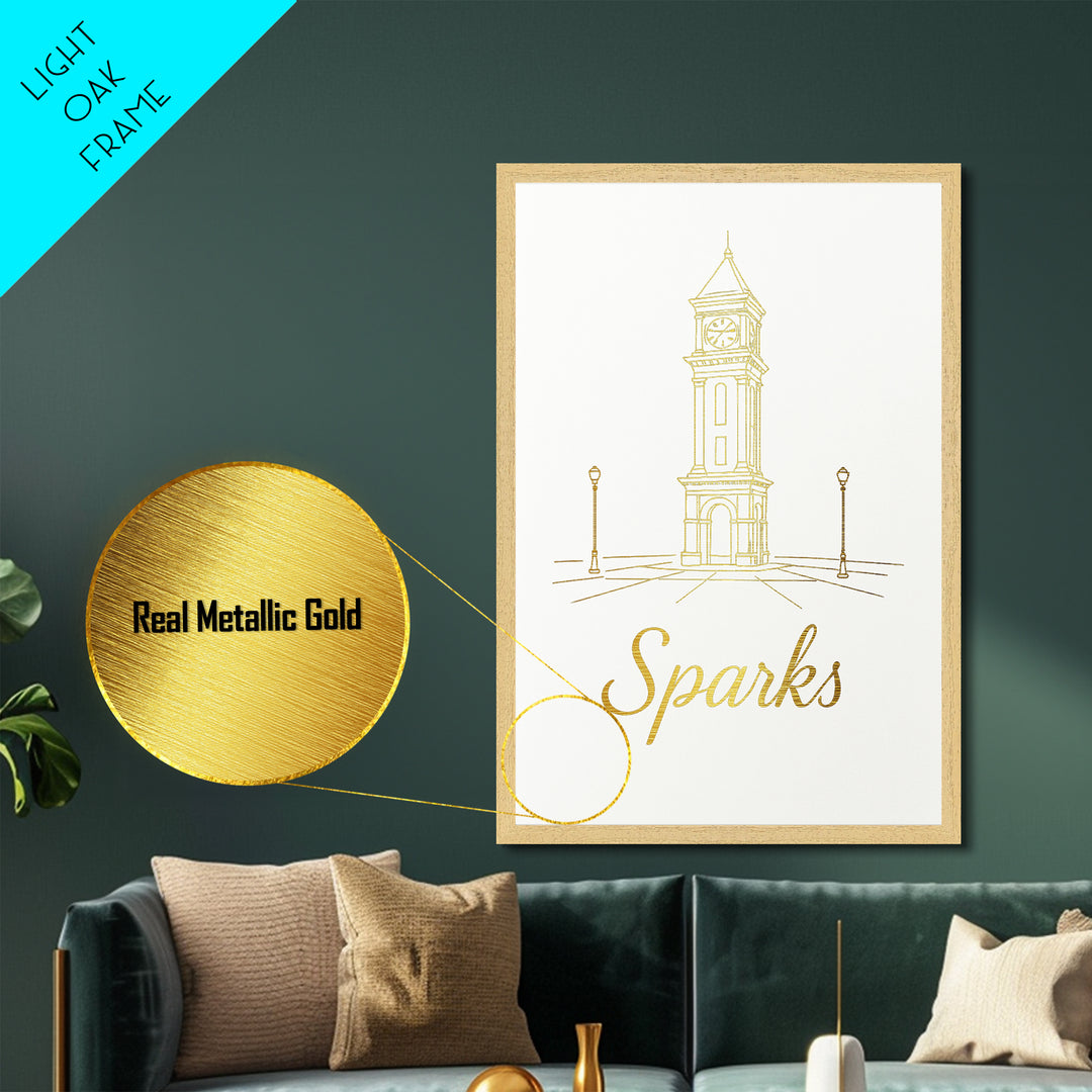 Sparks Nevada Travel, Metallic Gold Print, Wood Framed Art, Metal Art, Modern Wall Art, Graduation Travel Gift, Home Decor