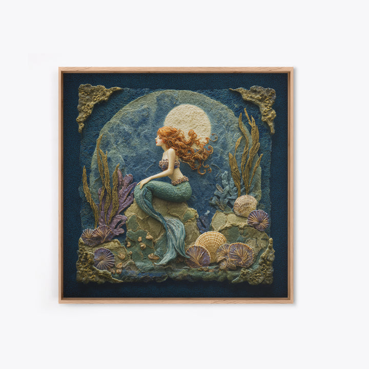 Mermaid Siren on Rocks Canvas Print, Mythological Art, Artwork, Living Room Decor, Oil Painting, Legend, Gallery Wall Art, MYT-1x1-15