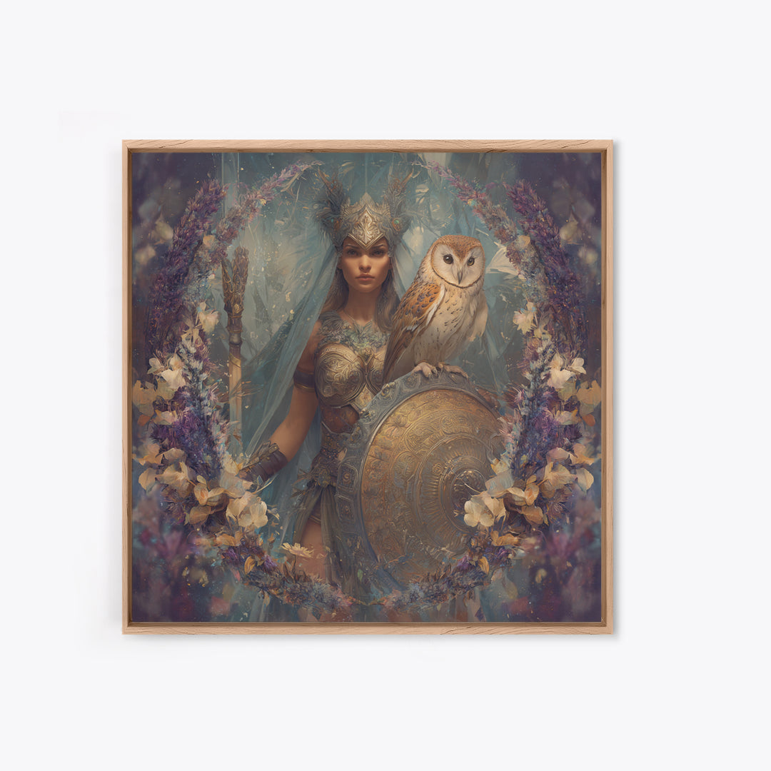 Athena Warrior Woman Framed Canvas Print, Mythological Art, Digital Art Download, Living Room Decor, Oil Painting, Legend, MYT-1x1-74
