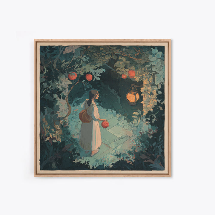 Persephone Holding Pomegranate Framed Canvas Print, Mythological Art, Modern Decor, Living Room Decor, Fine Art, Legend, MYT-1x1-79