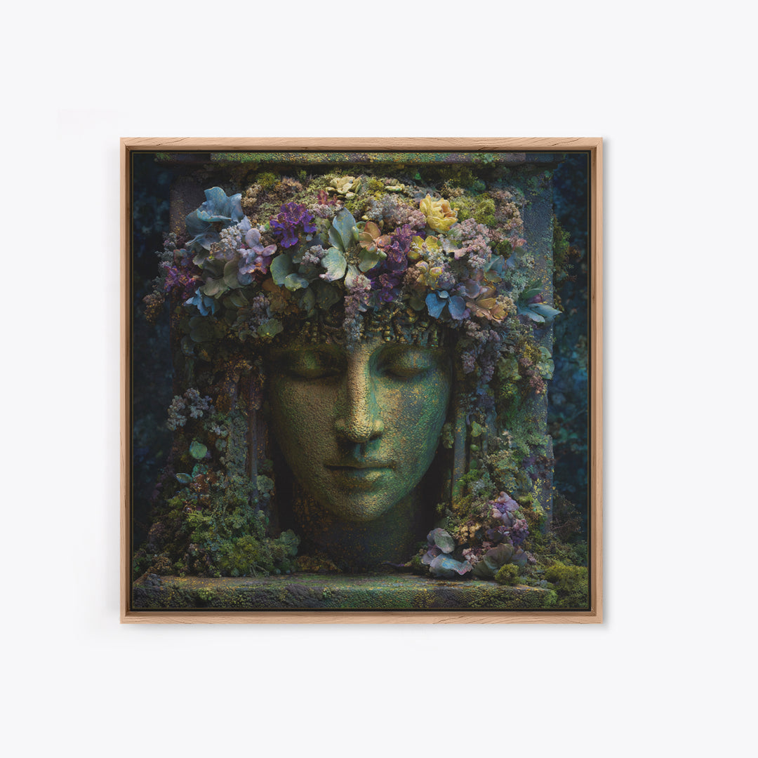 Ancient Goddess Statue Covered Framed Canvas Print, Mythological Art, Wall Decor, Living Room Decor, Fine Art, Legend, MYT-1x1-96