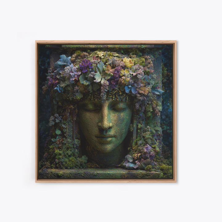 Ancient Goddess Statue Covered Framed Canvas Print, Mythological Art, Wall Decor, Living Room Decor, Fine Art, Legend, MYT-1x1-96