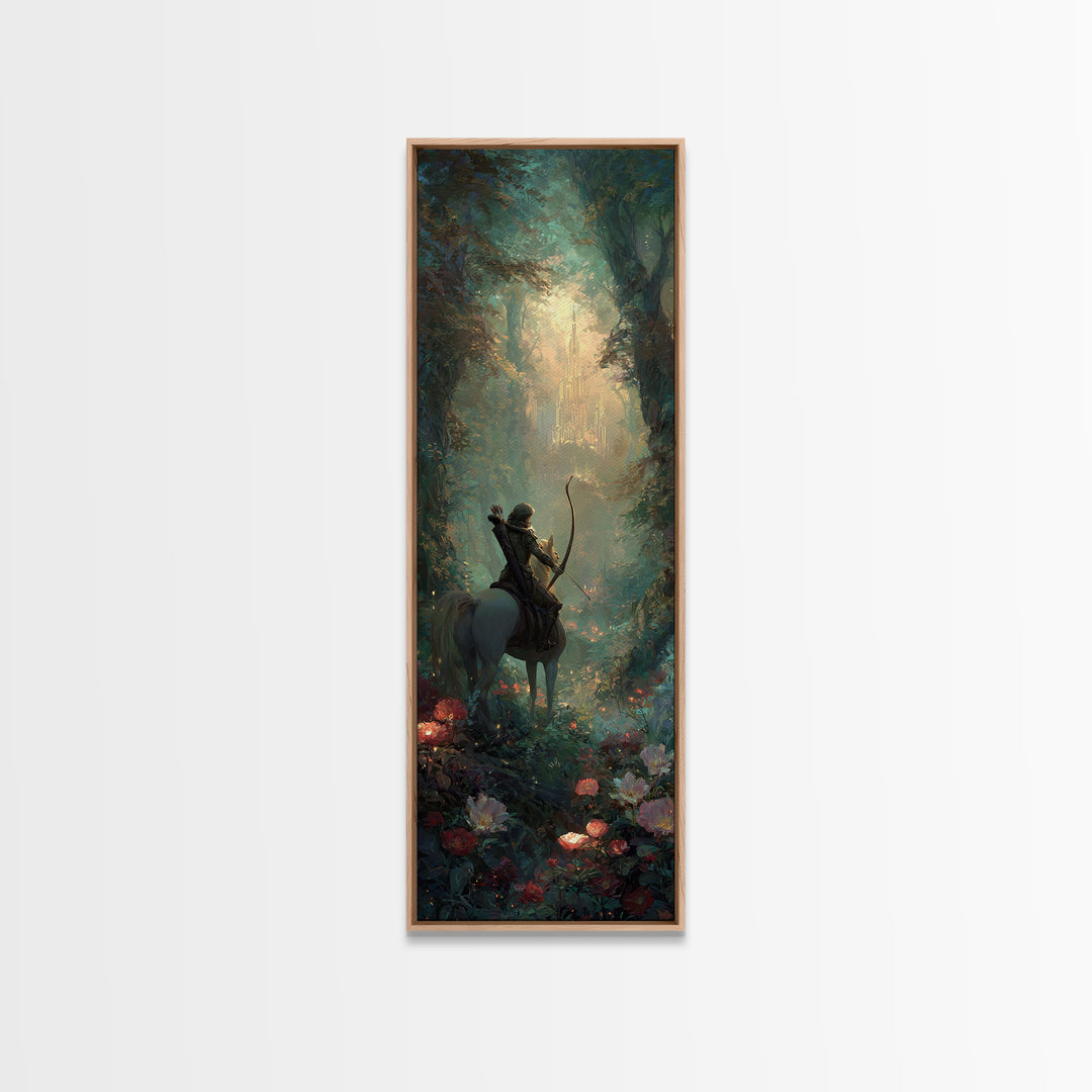 Centaur Archer in Misty Forest Framed Canvas Print, Mythological Art, Modern Decor, Living Room Decor, Oil Painting, Legend, MYT-1x3-4