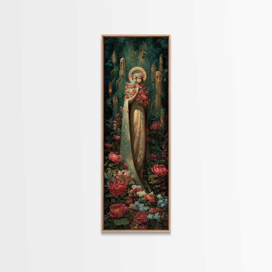 Ancient Goddess Statue Covered Canvas Print, Mythological Art, Art, Living Room Decor, Fine Art, Legend, Gothic Home Decor, MYT-1x3-60