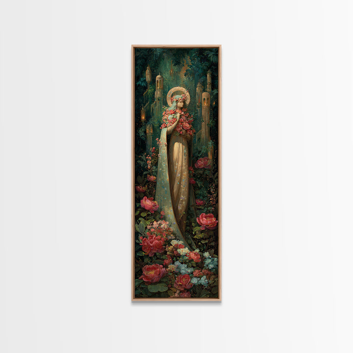 Ancient Goddess Statue Covered Canvas Print, Mythological Art, Art, Living Room Decor, Fine Art, Legend, Gothic Home Decor, MYT-1x3-60