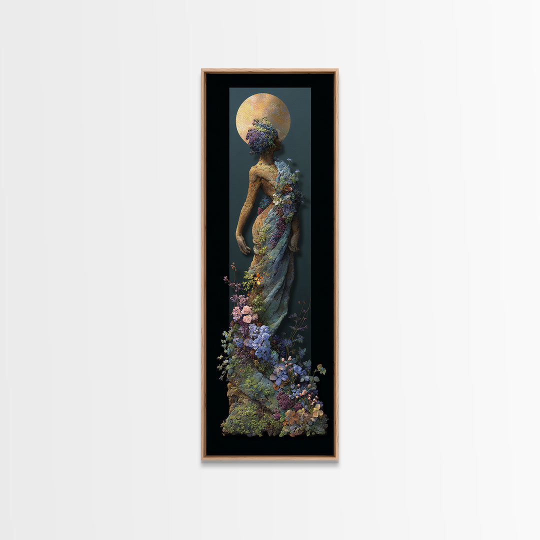 Ancient Goddess Statue Covered Framed Canvas Print, Mythological Art, Digital Art, Living Room Decor, Oil Painting, Legend, MYT-1x3-84