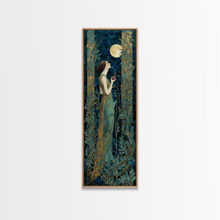 Persephone Holding Pomegranate Framed Canvas Print, Mythological Art, Gallery Wall Art, Living Room Decor, Fine Art, Legend, MYT-1x3-91