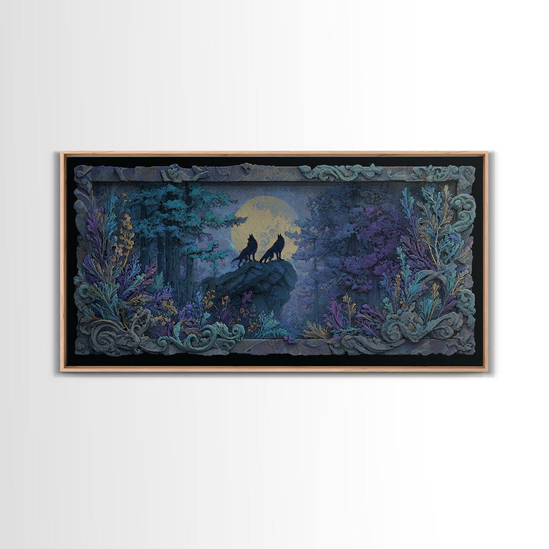 Hades and Cerberus Silhouette Framed Canvas Print, Mythological Art, Minimalist Decor, Living Room Decor, Fine Art, Legend, MYT-2x1-28