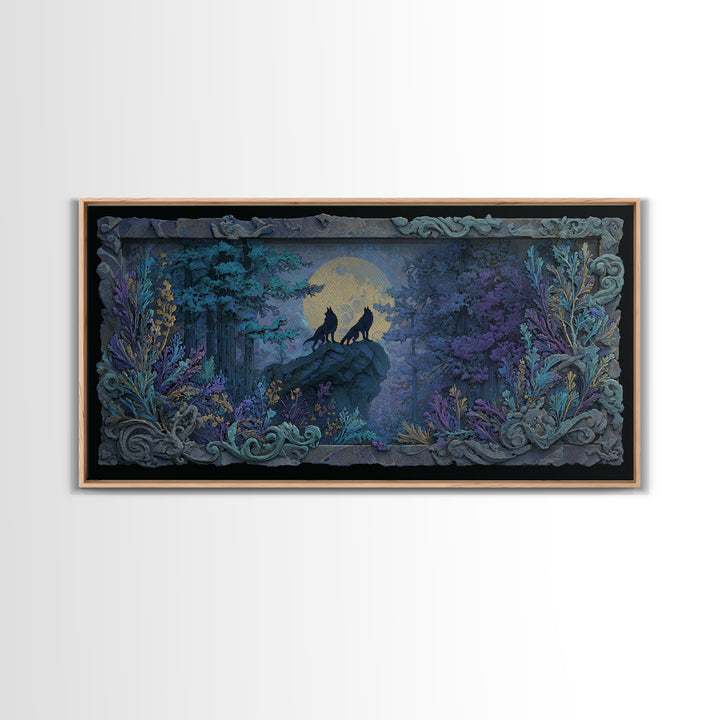 Hades and Cerberus Silhouette Framed Canvas Print, Mythological Art, Minimalist Decor, Living Room Decor, Fine Art, Legend, MYT-2x1-28