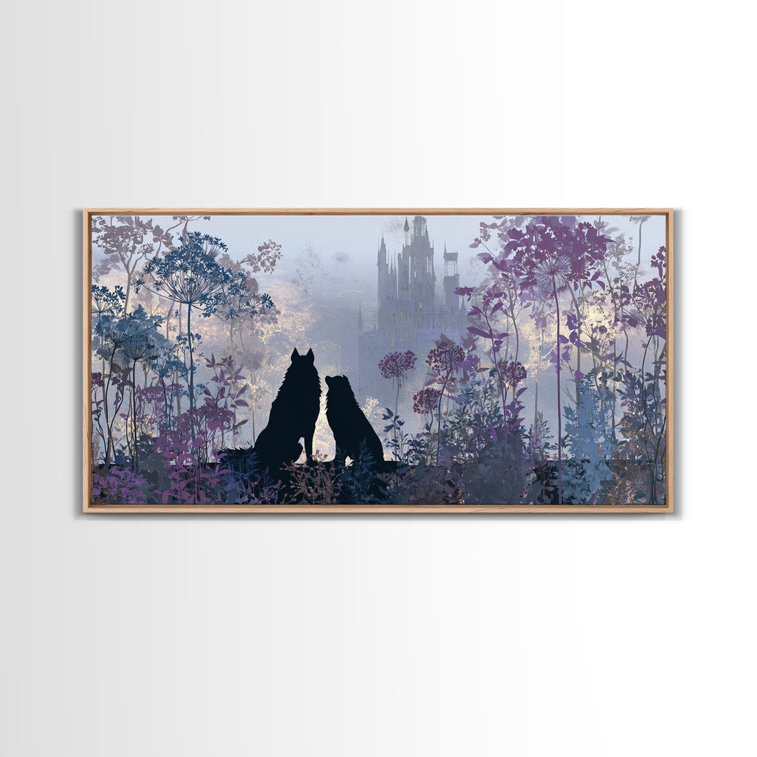 Hades and Cerberus Silhouette Canvas Print, Mythological Art, Wall Decor, Living Room Decor, Fine Art, Legend, Printable Art, MYT-2x1-52