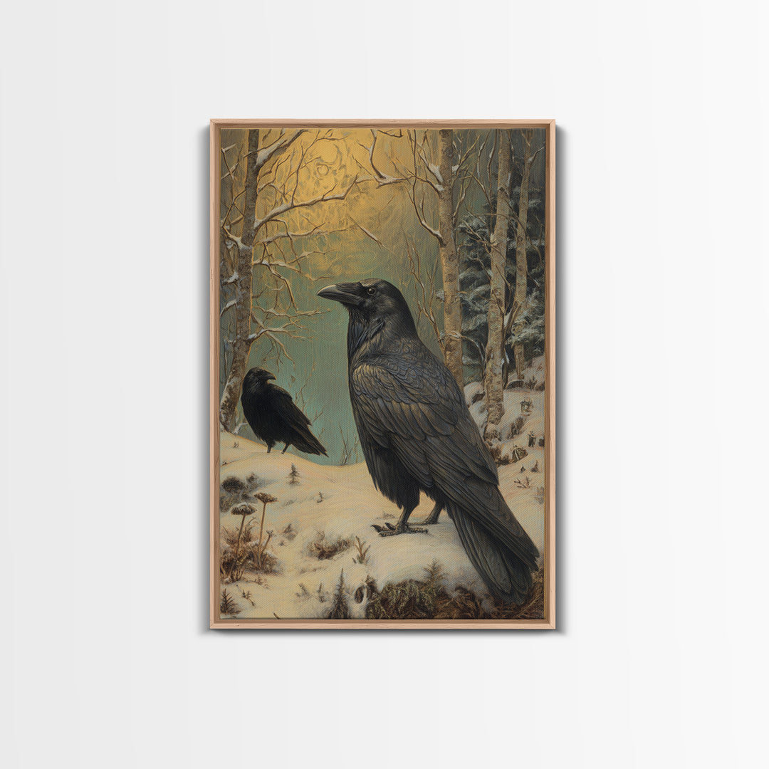 Odin Raven Pair Framed Canvas Print, Mythological Art, Room Decor, Living Room Decor, Fine Art, Legend, Art Print, Digital Art, MYT-2x3-51