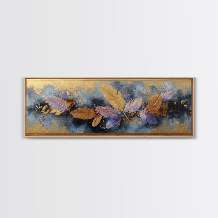 Icarus Falling Through Golden Sky and Feathers Canvas Print, Mythological Art, Contemporary Art, Living Room Decor, Legend, MYT-3x1-68