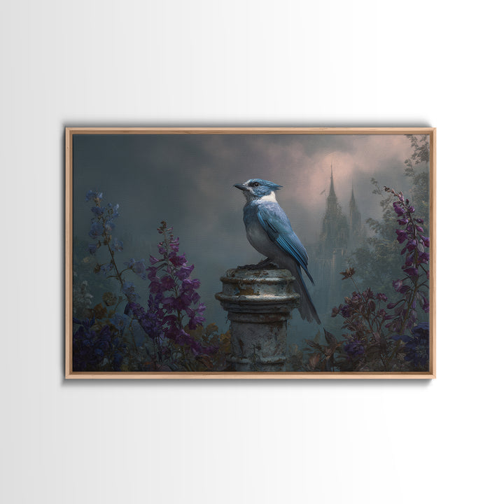 Griffin Perched on Ancient Stone Column Framed Canvas Print, Mythological Art, Art Print, Living Room Decor, Fine Art, Legend, MYT-3x2-18