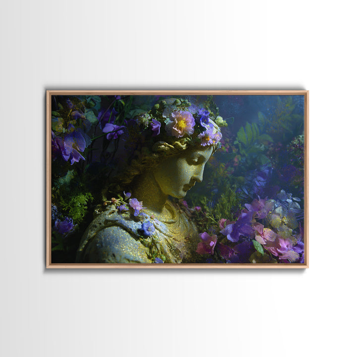 Ancient Goddess Statue Covered Framed Canvas Print, Mythological Art, Wall Art Prints, Living Room Decor, Fine Art, Legend, MYT-3x2-28