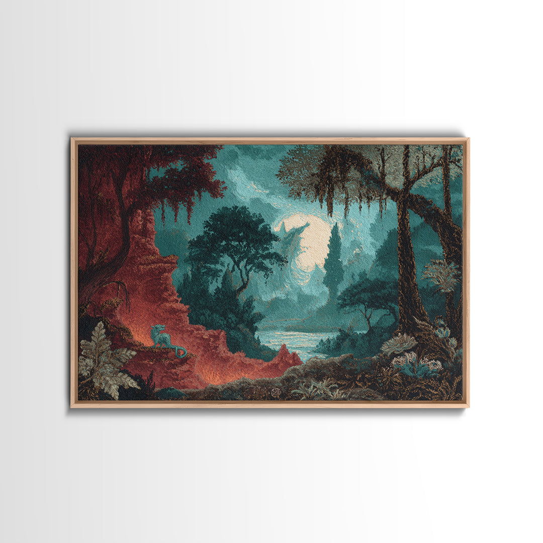Phoenix Rising from Ashes Framed Canvas Print, Mythological Art, Bedroom Wall Art, Living Room Decor, Watercolor Art, Legend, MYT-3x2-41