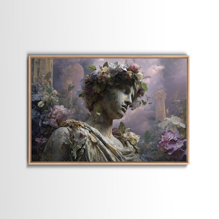 Ancient Goddess Statue Covered Canvas Print, Mythological Art, Printable Art, Living Room Decor, Legend, Unique Home Decor, MYT-3x2-52