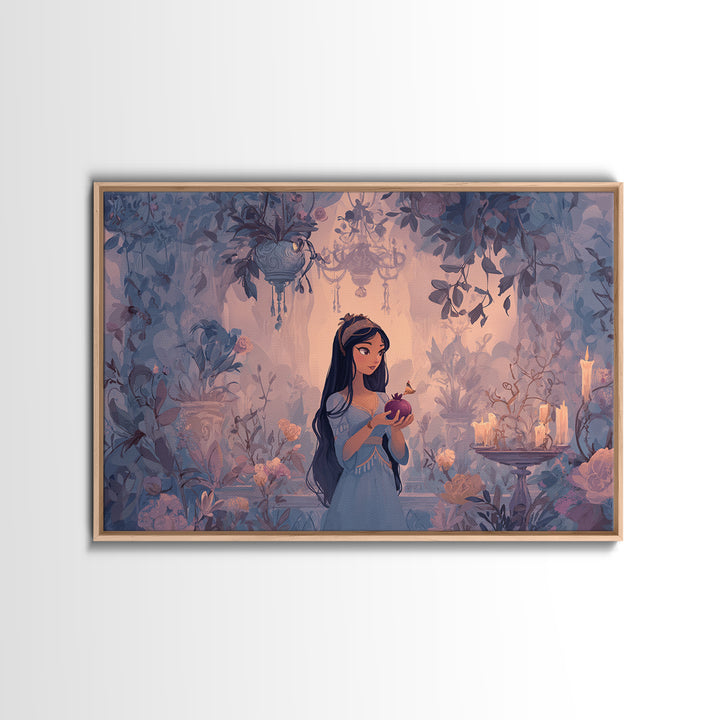 Persephone Holding Pomegranate Framed Canvas Print, Mythological Art, Luxury Decor, Living Room Decor, Fine Art, Legend, MYT-3x2-59