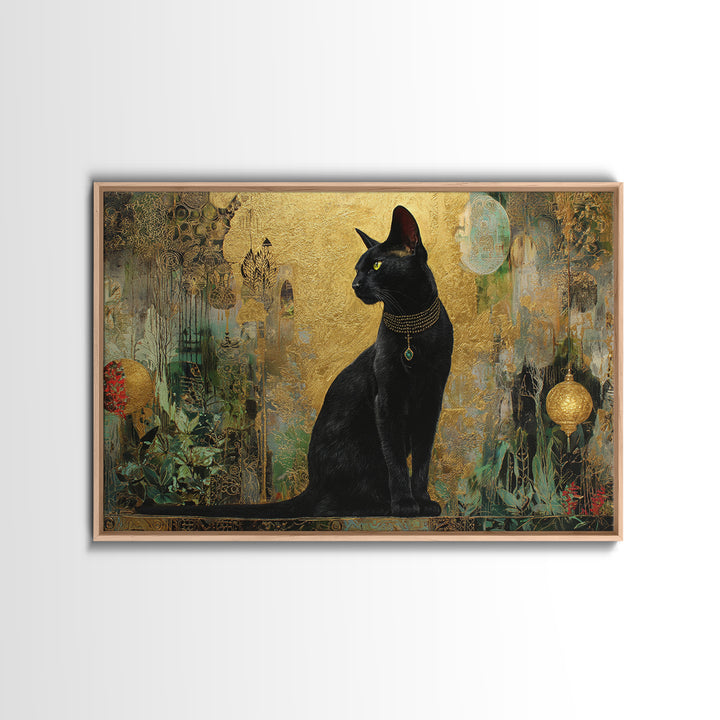 Bastet Cat Goddess Framed Canvas Print, Mythological Art, Home Decor, Living Room Decor, Fine Art, Legend, Contemporary Art, MYT-3x2-64