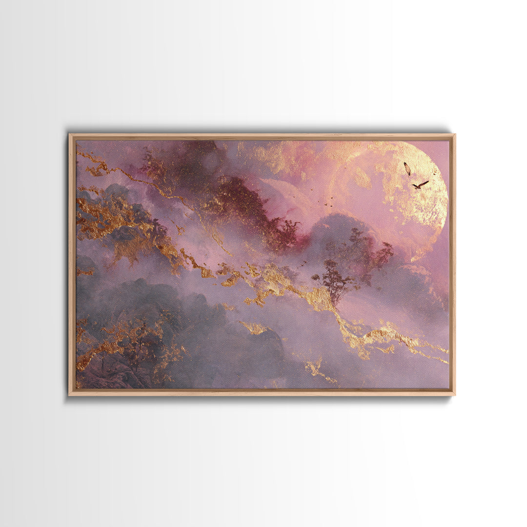Phoenix Rising from Ashes Framed Canvas Print, Mythological Art, Bedroom Wall Art, Living Room Decor, Watercolor Art, Legend, MYT-3x2-65