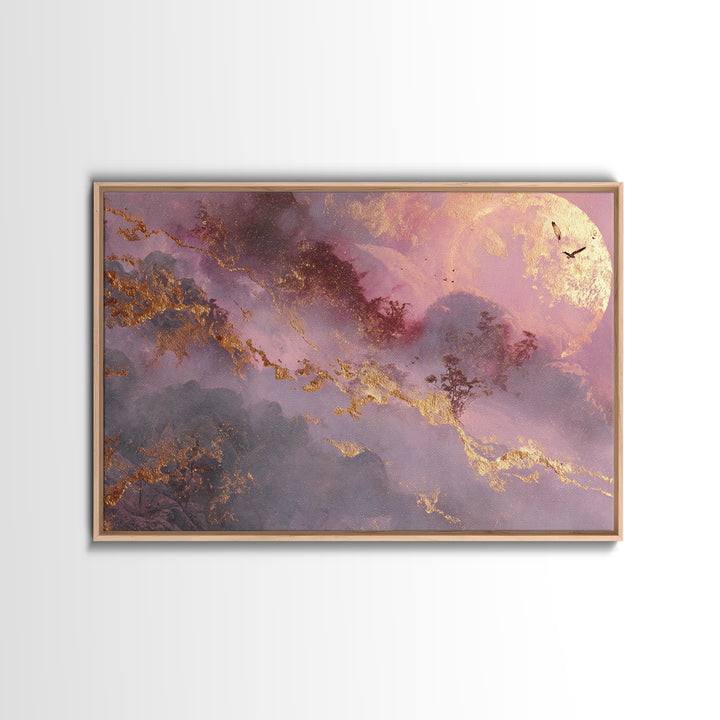 Phoenix Rising from Ashes Framed Canvas Print, Mythological Art, Bedroom Wall Art, Living Room Decor, Watercolor Art, Legend, MYT-3x2-65
