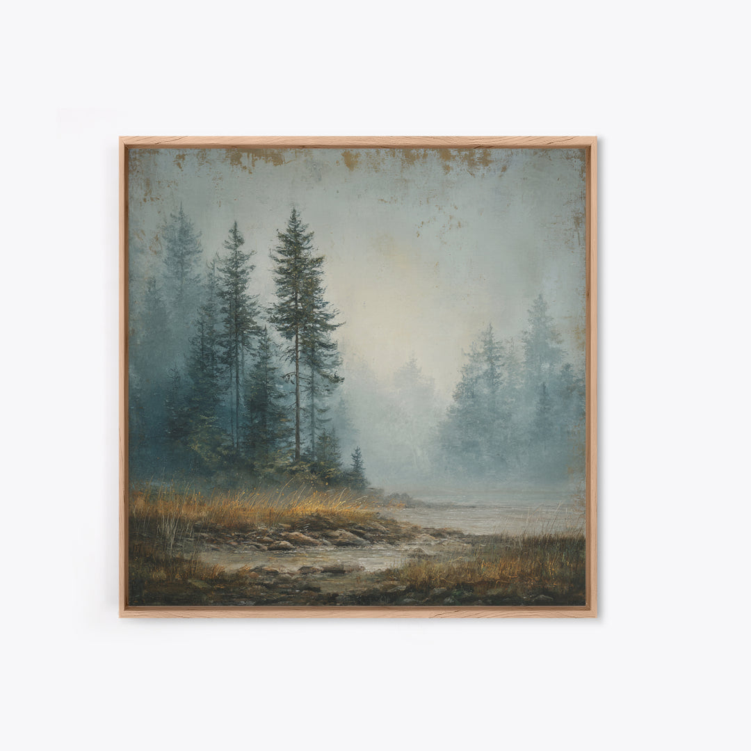 Moody Pine Forest Canvas Print, Nature Art, Digital Download Art, Living Room Decor, Fine Art, Nature, Luxury Decor, Art Print, NAT-1x1-17