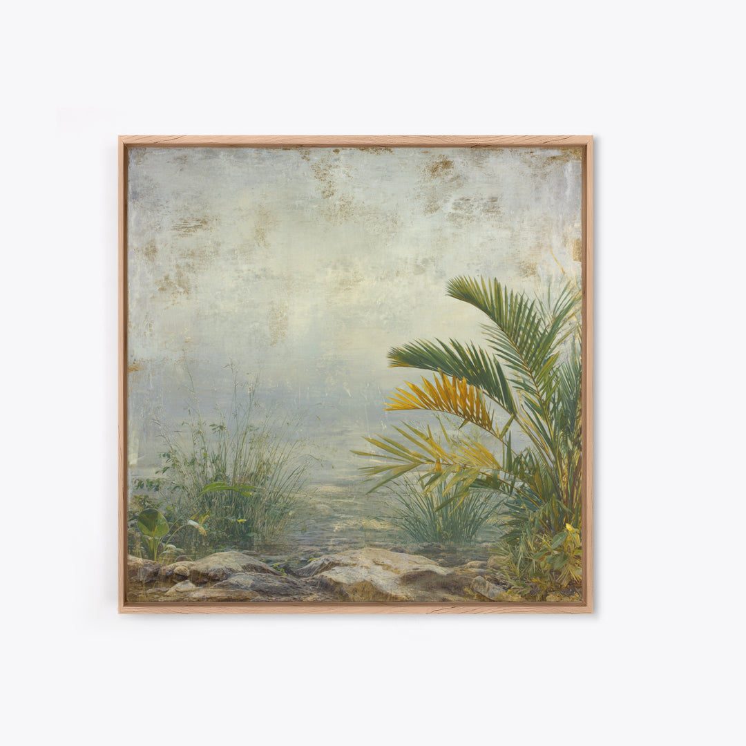 Tropical Jungle Leaves Framed Canvas Print, Nature Art, Ocean Art, Living Room Decor, Fine Art, Nature, Art Print, NAT-1x1-21
