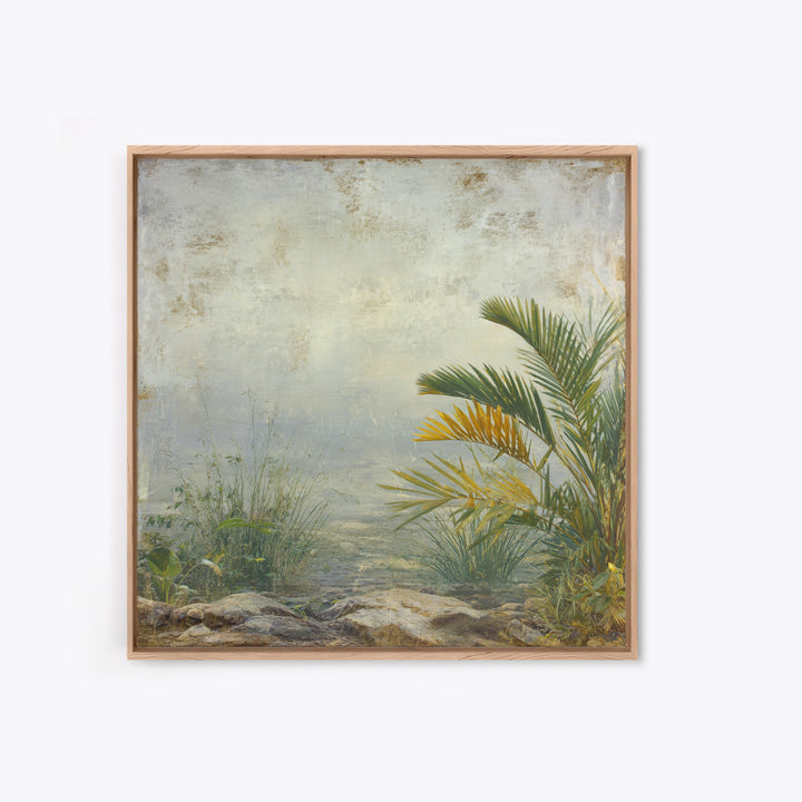 Tropical Jungle Leaves Framed Canvas Print, Nature Art, Ocean Art, Living Room Decor, Fine Art, Nature, Art Print, NAT-1x1-21