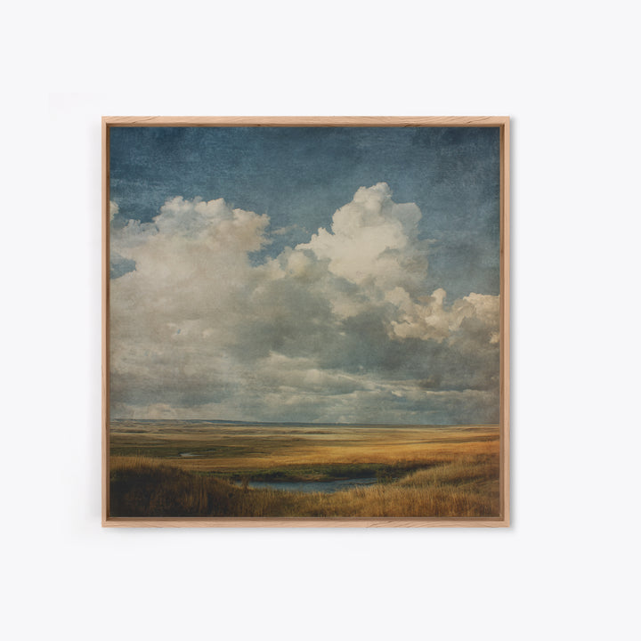 Storm Clouds over a Rolling Prairie Framed Canvas Print, Nature Art, Bird Wall Art, Living Room Decor, Fine Art, Nature, NAT-1x1-38