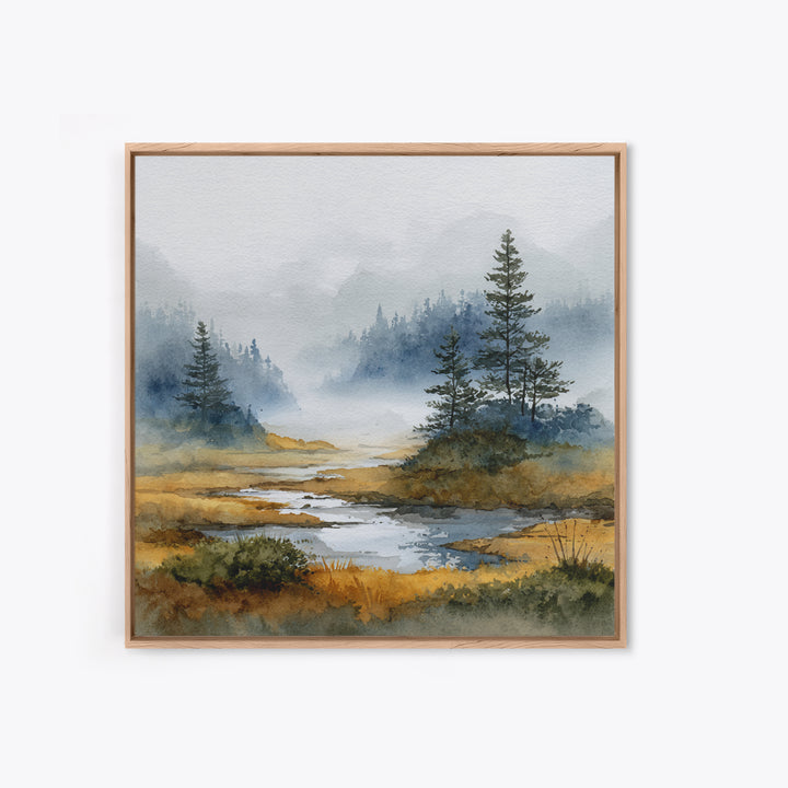 Moody Pine Forest Framed Canvas Print, Nature Art, Gallery Decor, Living Room Decor, Oil Painting, Nature, Contemporary Art, NAT-1x1-41