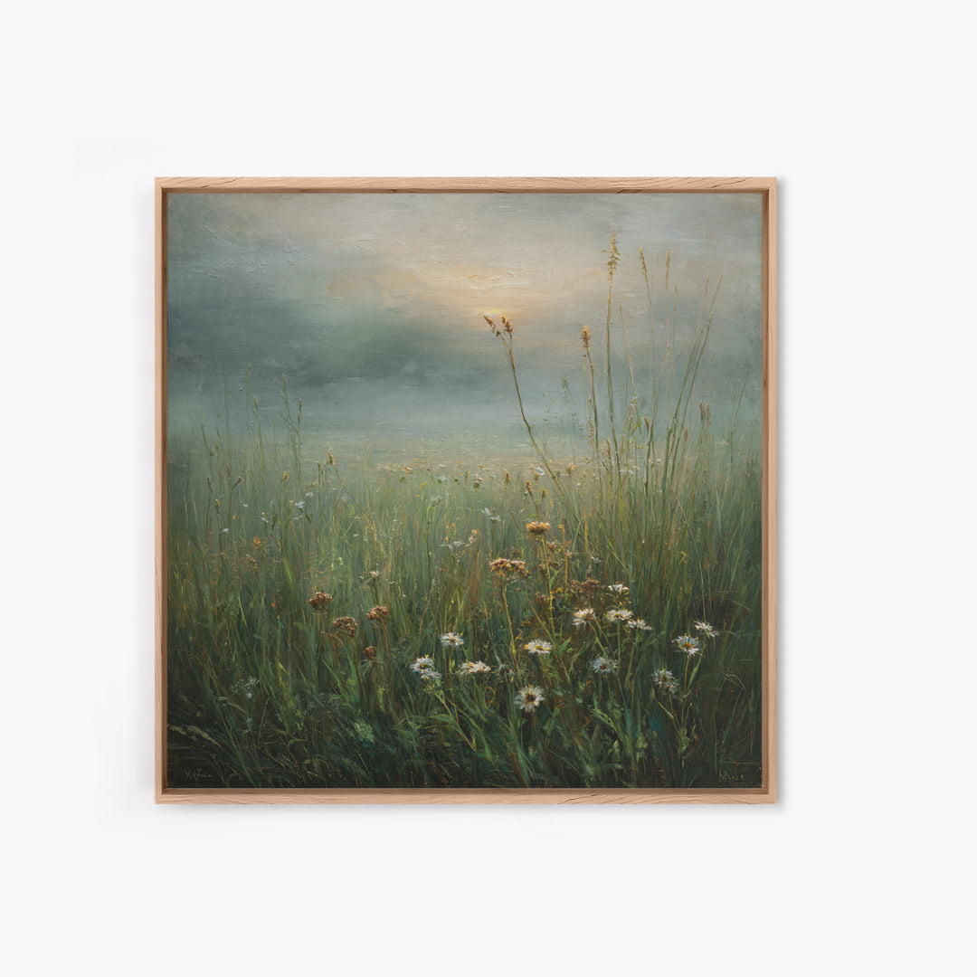 Sunrise Through Tall Grass and Wildflowers Canvas Print, Nature Art, Landscape Print, Living Room Decor, Fine Art, Nature, NAT-1x1-59