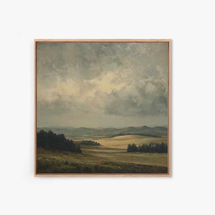 Storm Clouds over a Rolling Prairie Framed Canvas Print, Nature Art, Bird Wall Art, Living Room Decor, Fine Art, Nature, NAT-1x1-62