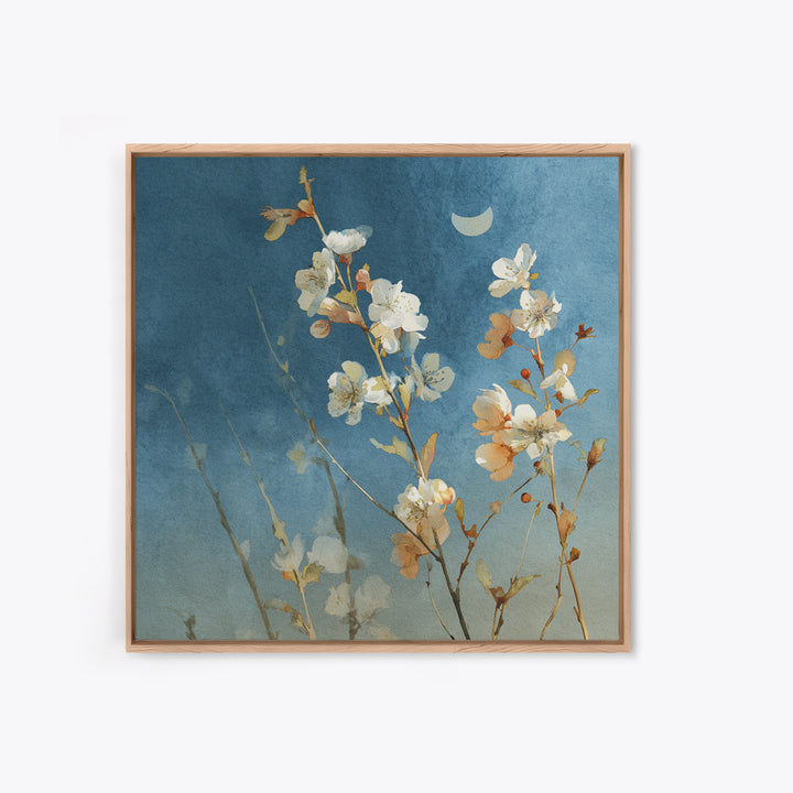Wild Horses Running Near Mountain Ridge Framed Canvas Print, Nature Art, Landscape Art, Living Room Decor, Oil Painting, Nature, NAT-1x1-70