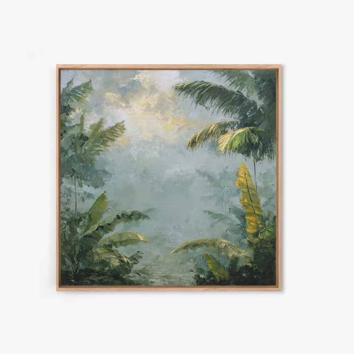 Tropical Jungle Leaves Framed Canvas Print, Nature Art, Luxury Decor, Living Room Decor, Oil Painting, Nature, Mushroom, NAT-1x1-93