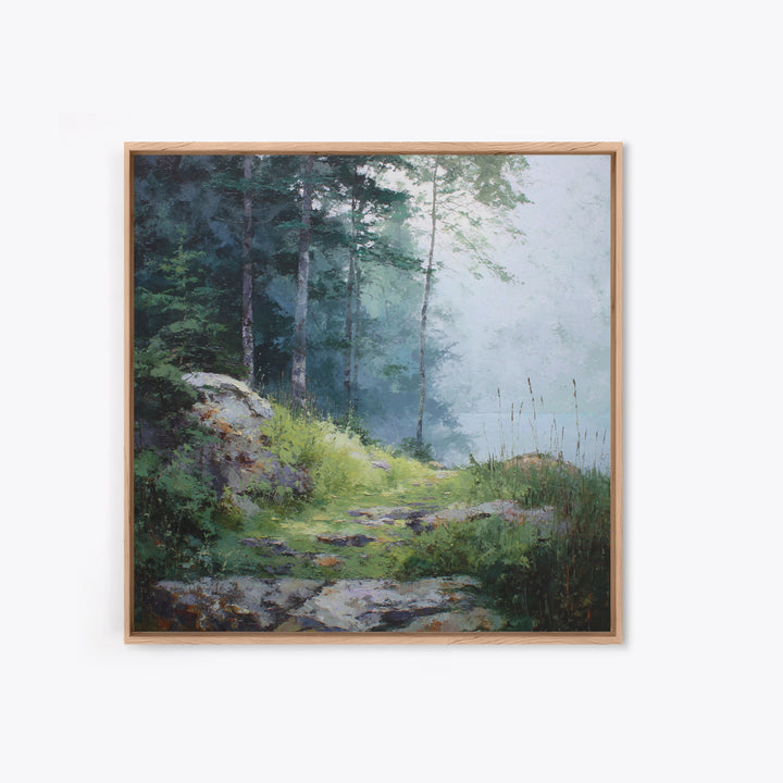 Sunlit Forest Path Canvas Print, Nature Art, Wall Art, Living Room Decor, Fine Art, Nature, Wood Wall Art, Abstract Wall Art, NAT-1x1-97