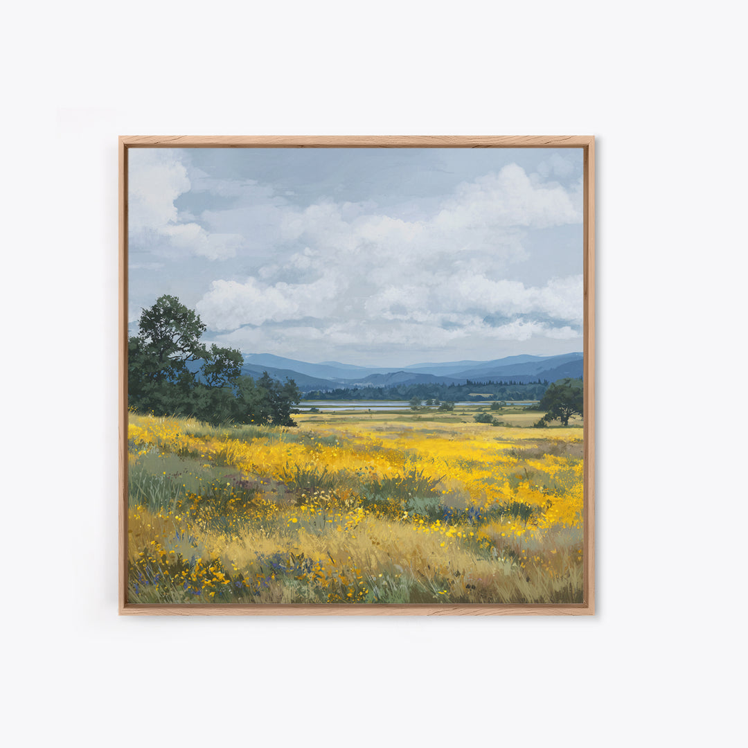 Wildflower Meadow under Soft Summer Sky Canvas Print, Nature Art, Boho Decor, Living Room Decor, Fine Art, Nature, Wall Decor, NAT-1x1-98