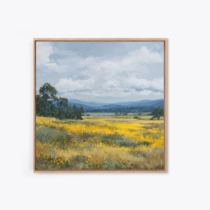 Wildflower Meadow under Soft Summer Sky Canvas Print, Nature Art, Boho Decor, Living Room Decor, Fine Art, Nature, Wall Decor, NAT-1x1-98